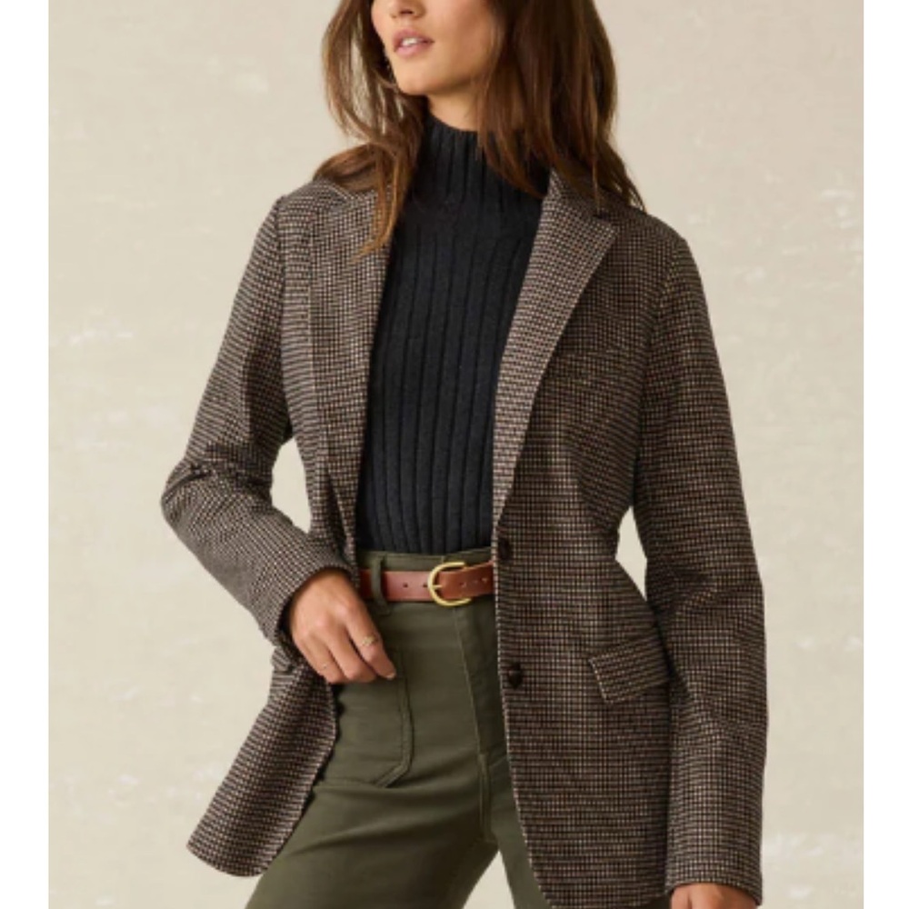 NWT! Faherty Inlet Knit Houndstooth Blazer